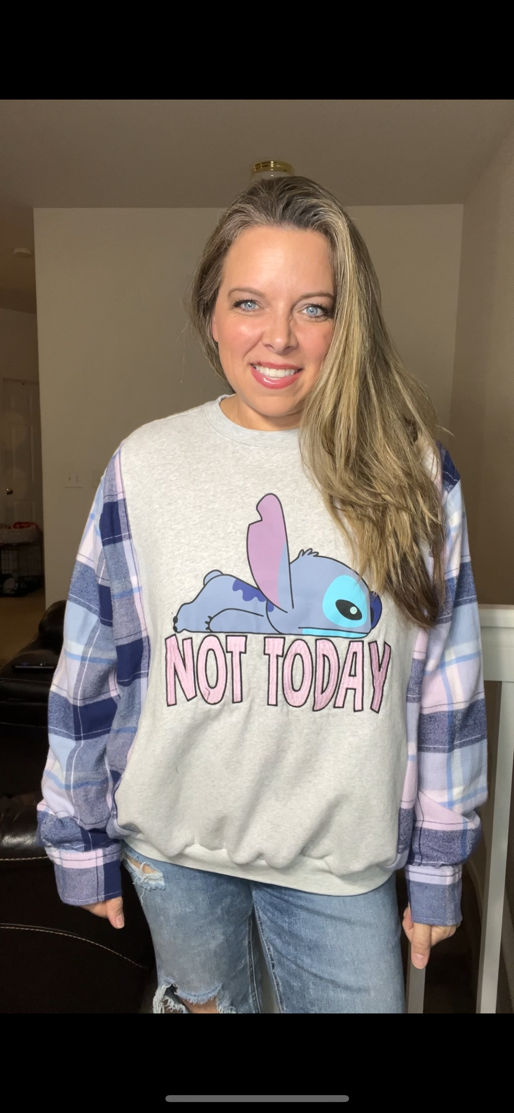 Upcycled Stitch – women’s medium midweight sweatshirt with flannel sleeves