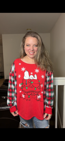 Upcycled snoopy – women's 1X T-shirt with stretch sleeves