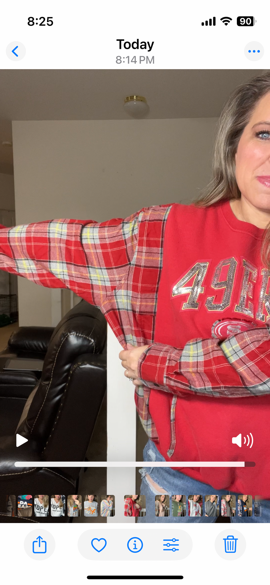 Upcycled ￼49ers - Women’s 2X midweight sweatshirt with flannel sleeves