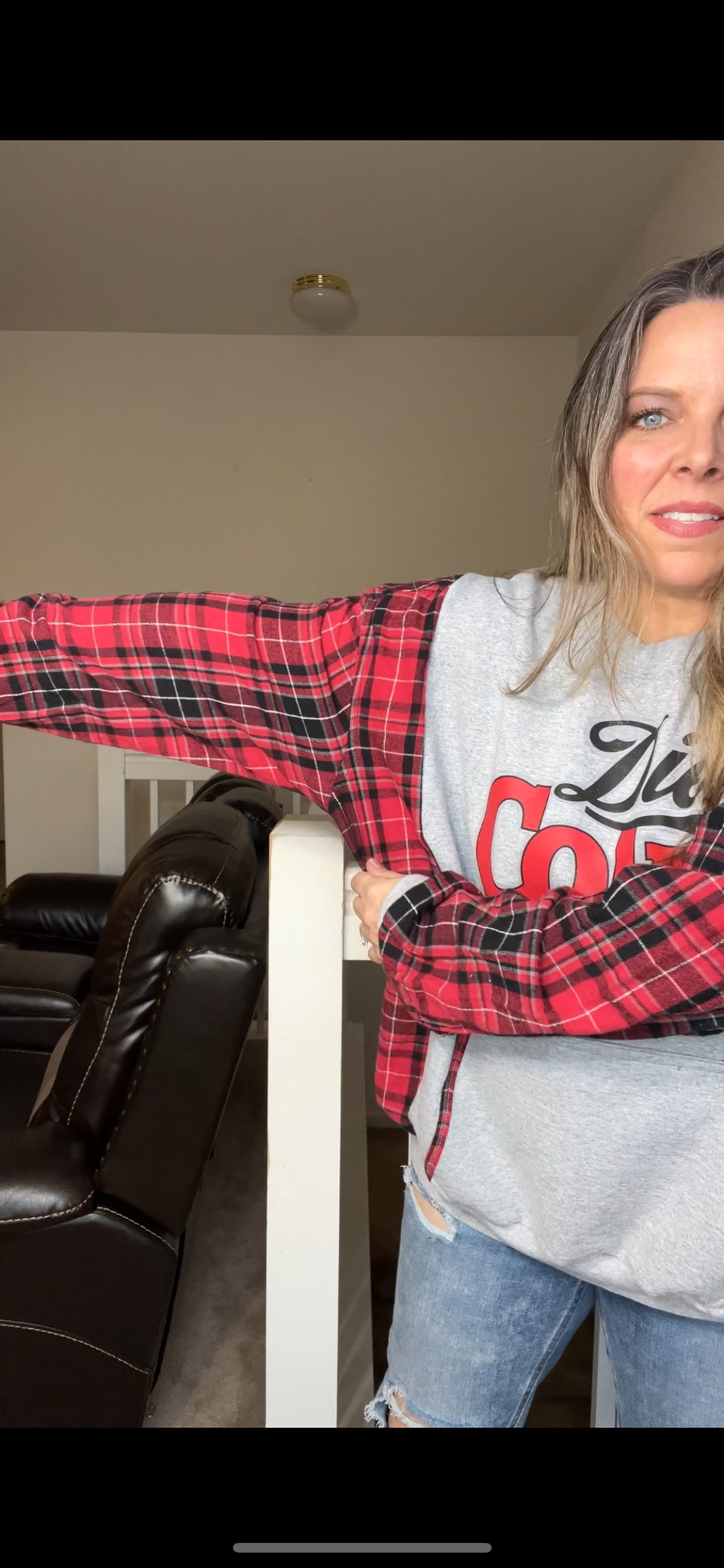 Upcycled Diet Coke – women’s 2X/3X – midweight sweatshirt with flannel sleeves