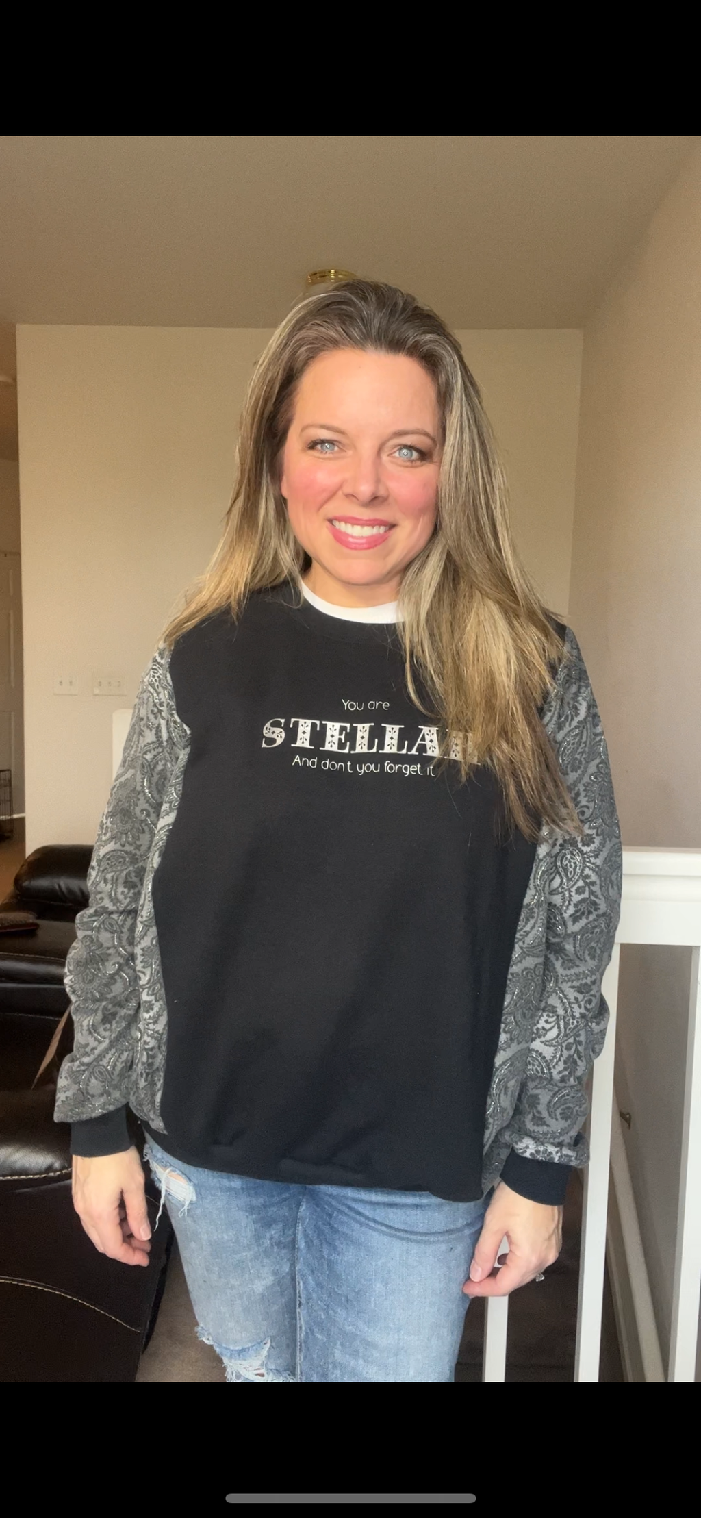 Upcycled Stellar – women’s large – midweight sweatshirt with stretch jersey sleeves￼