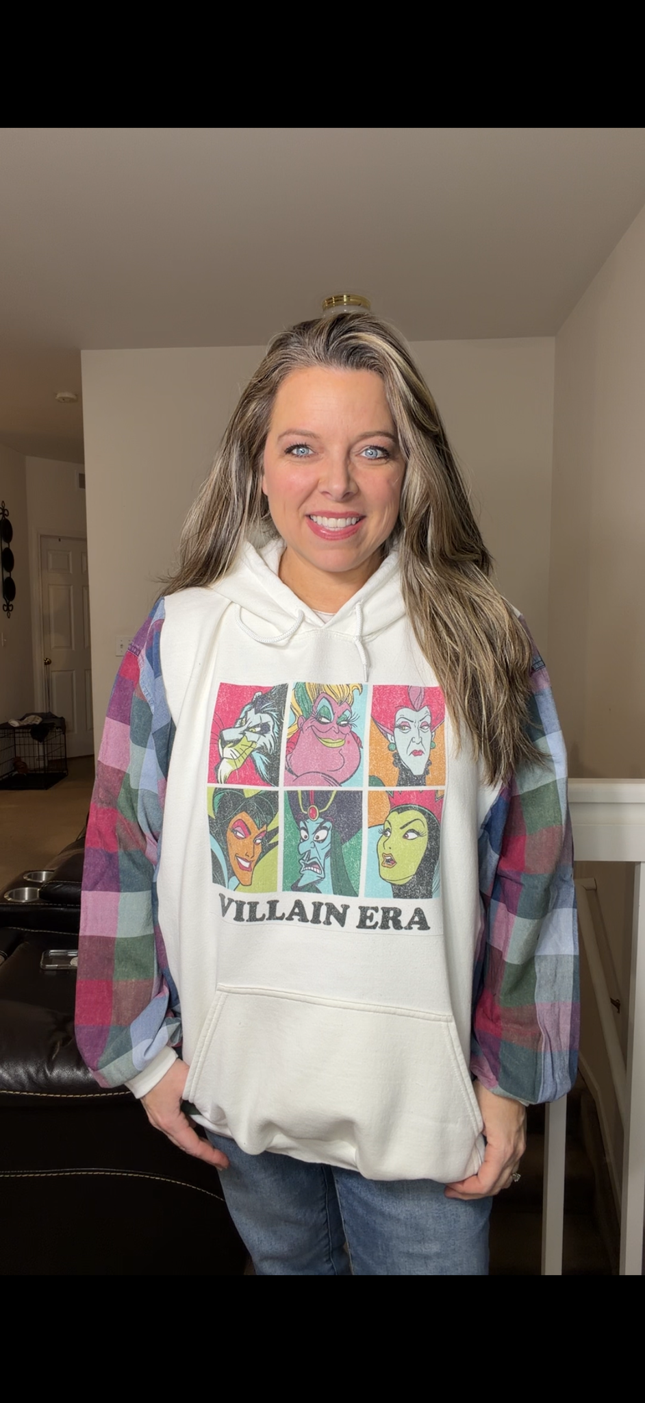 Upcycled Villians - women's 3X midweight sweatshirt with thin flannel sleeves
