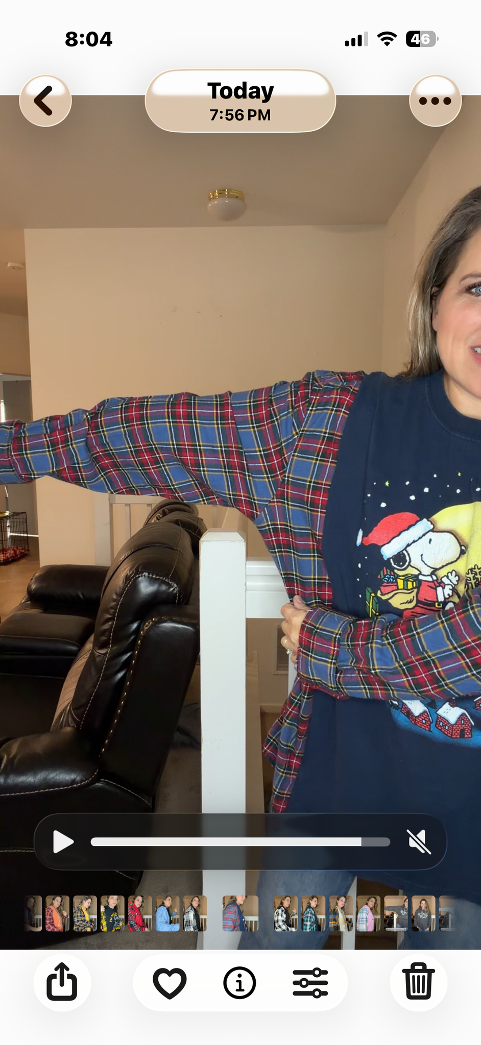 Upcycled Snoopy Christmas - women's 3X T-shirt with flannel sleeves