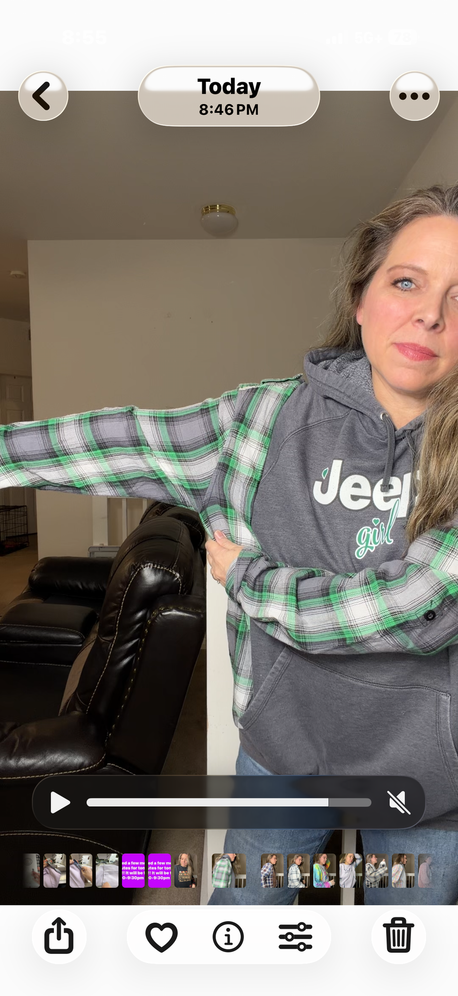 Upcycled Jeep – women's 1X midweight sweatshirt with flannel sleeves