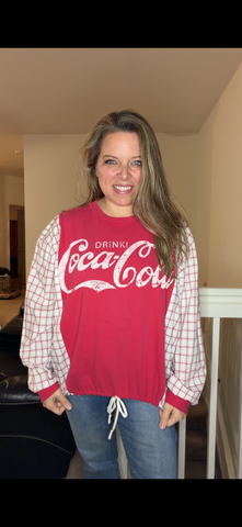 Upcycled Coca Cola - woman's large women's large T-shirt with cotton sleeves
