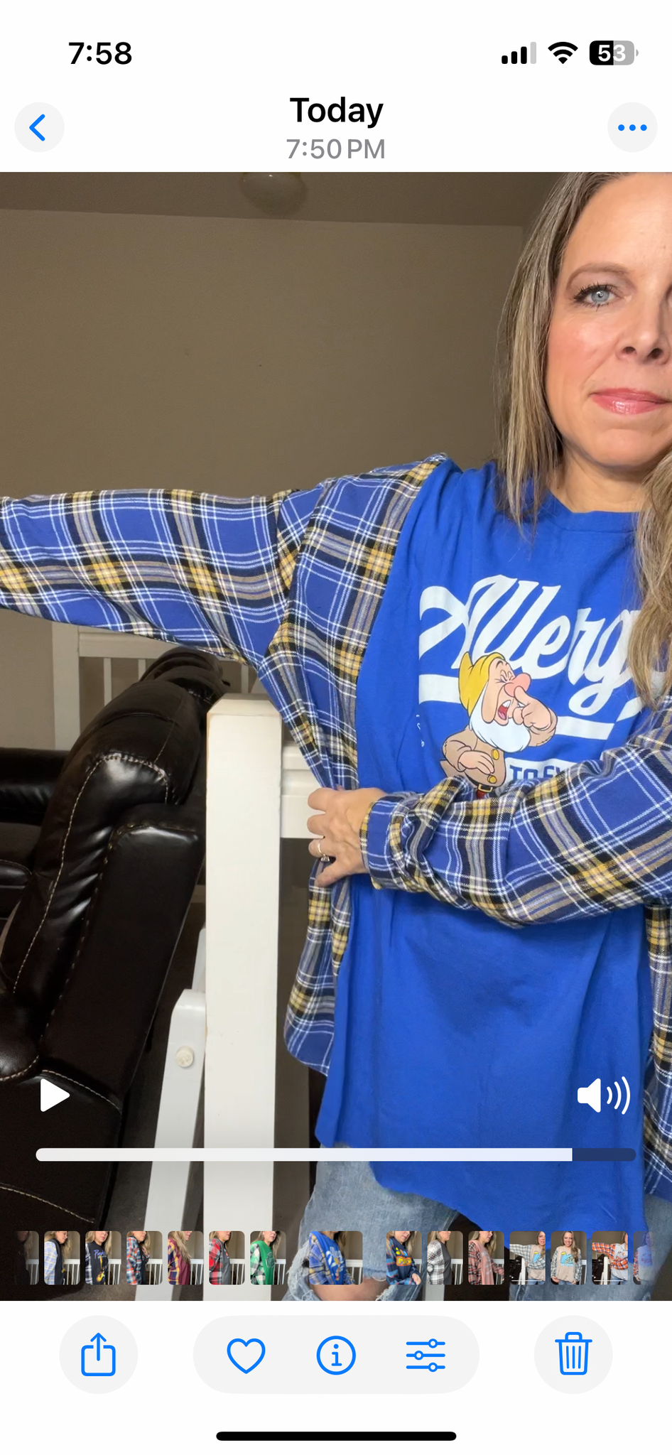 Upcycled Allergic - womans 2X Tshirt with flannel sleeves