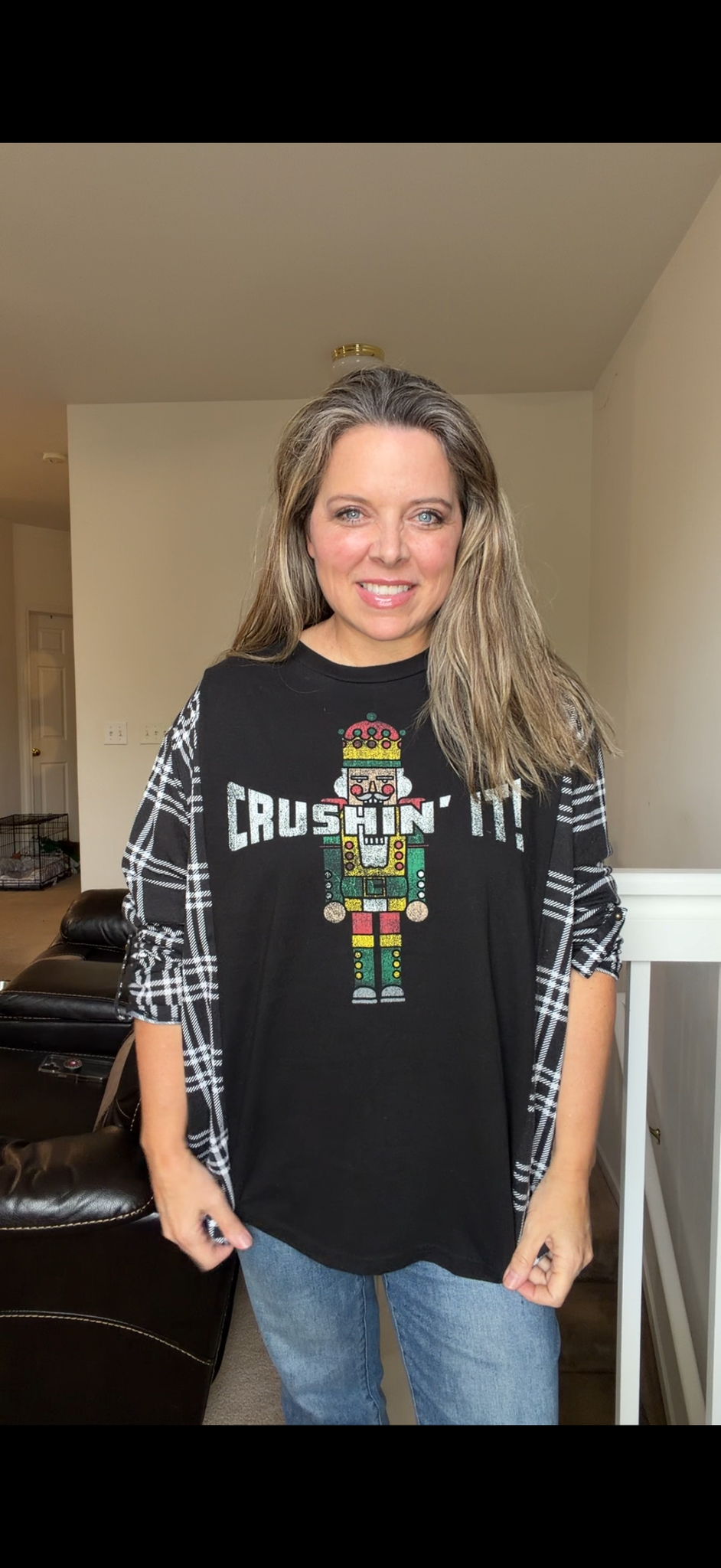 Upcycled Crushin It - women's 2X/3X T-shirt with thin stretch sleeves