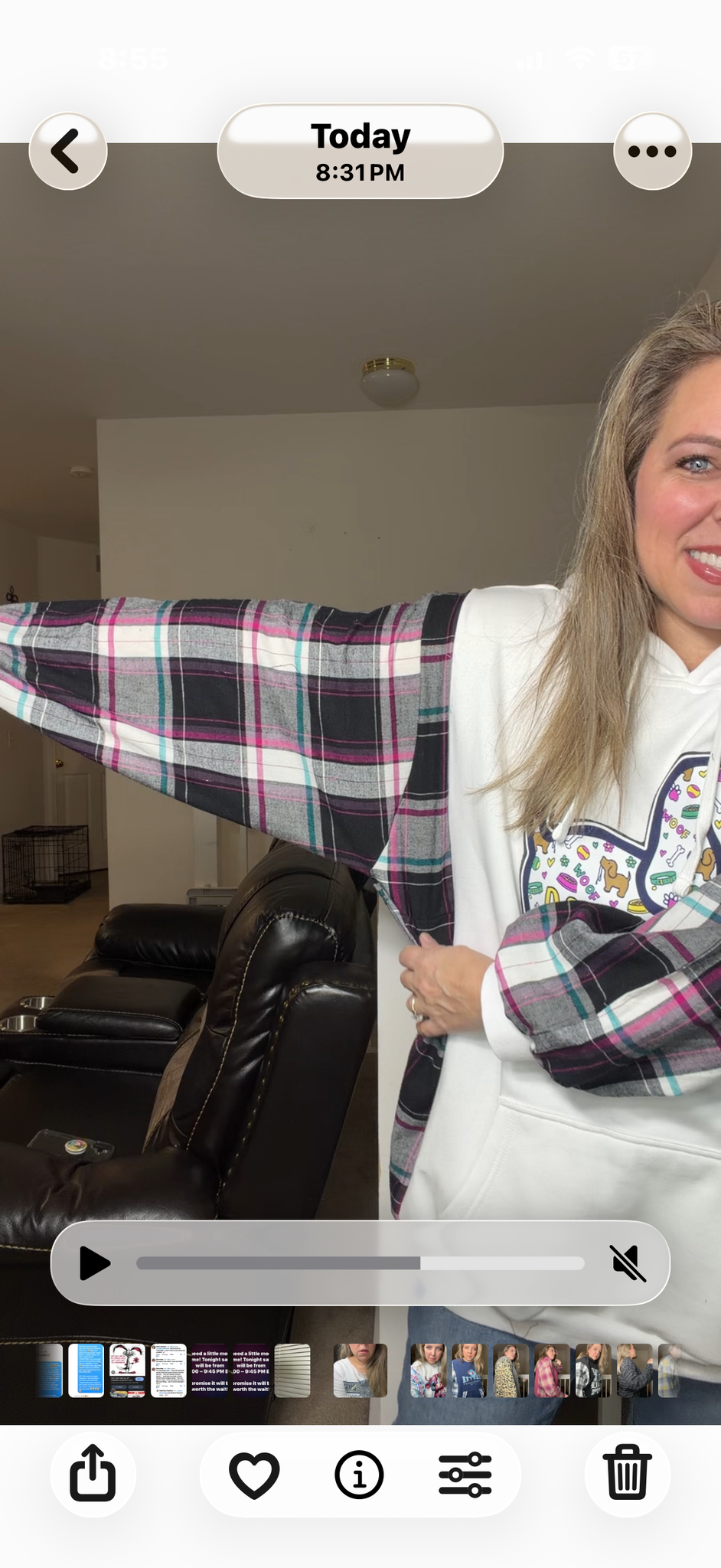 Upcycled Dog Mom - women's 2X/3X midweight sweatshirt with thin flannel sleeves