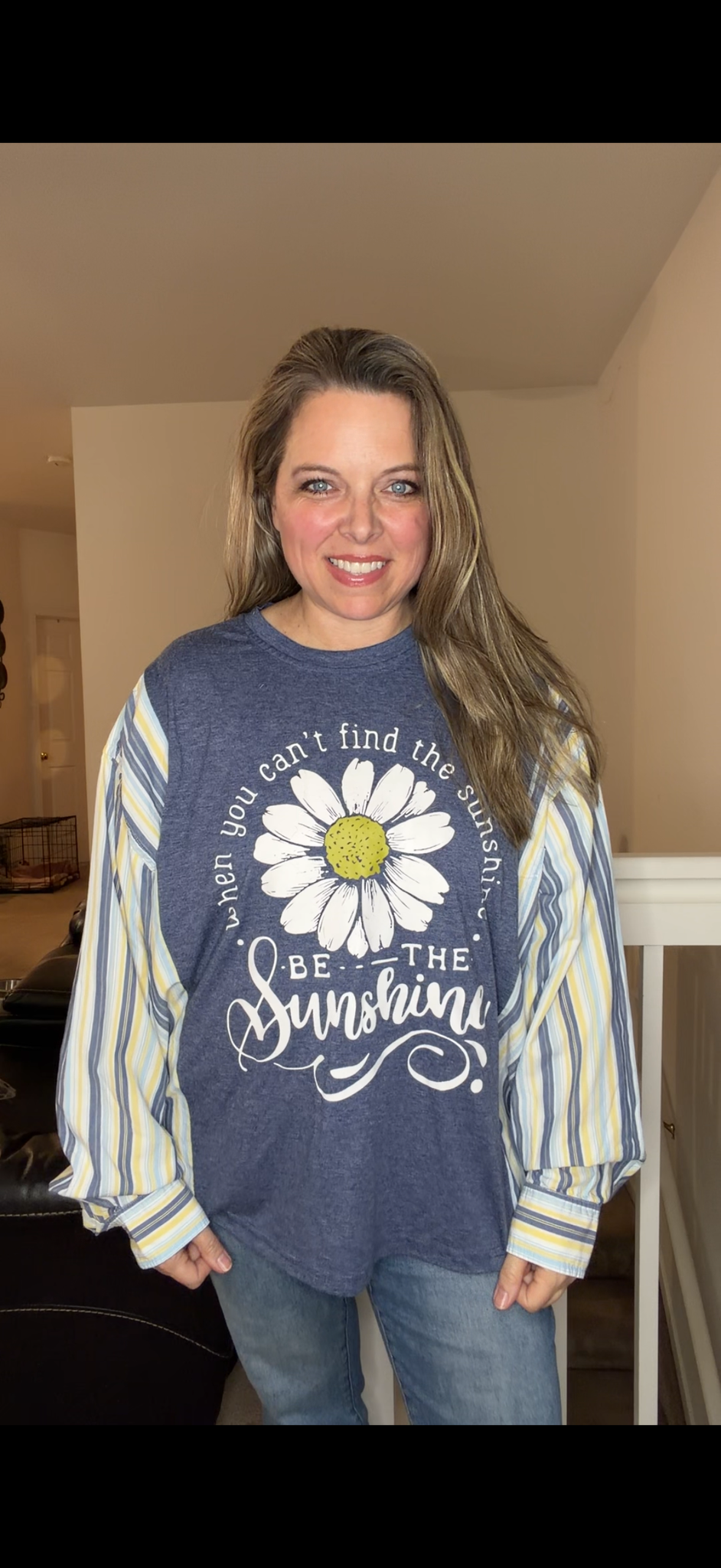 Upcycled Sunshine - women's 2X/3X T-shirt with cotton sleeves