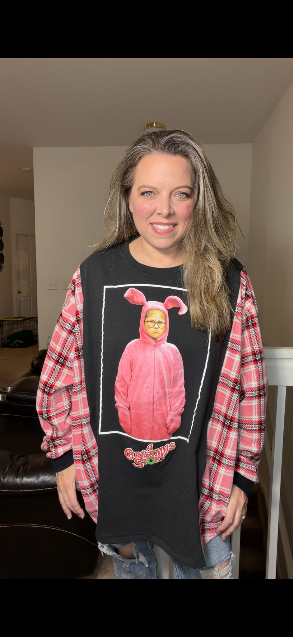 Upcycled Ralphie – women's 3X T-shirt with fleece sleeves ￼