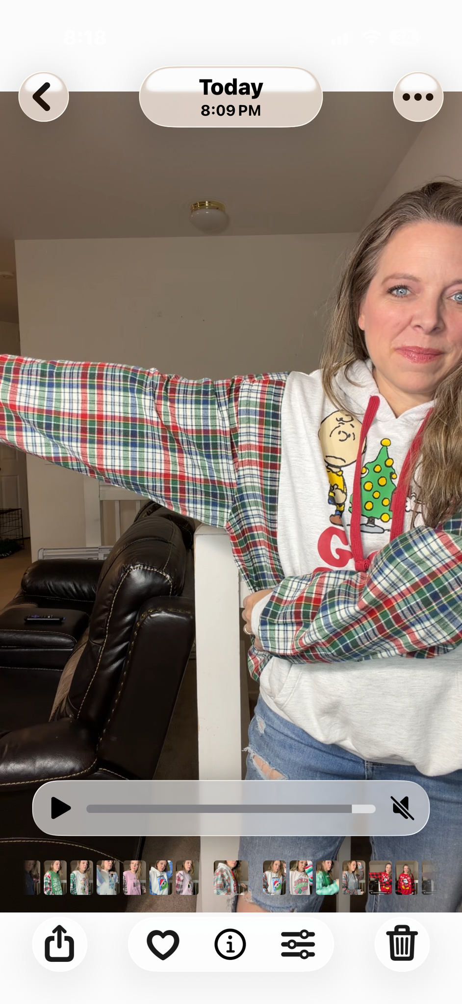 Upcycled good grief – women's medium/large midweight sweatshirt with flannel sleeves