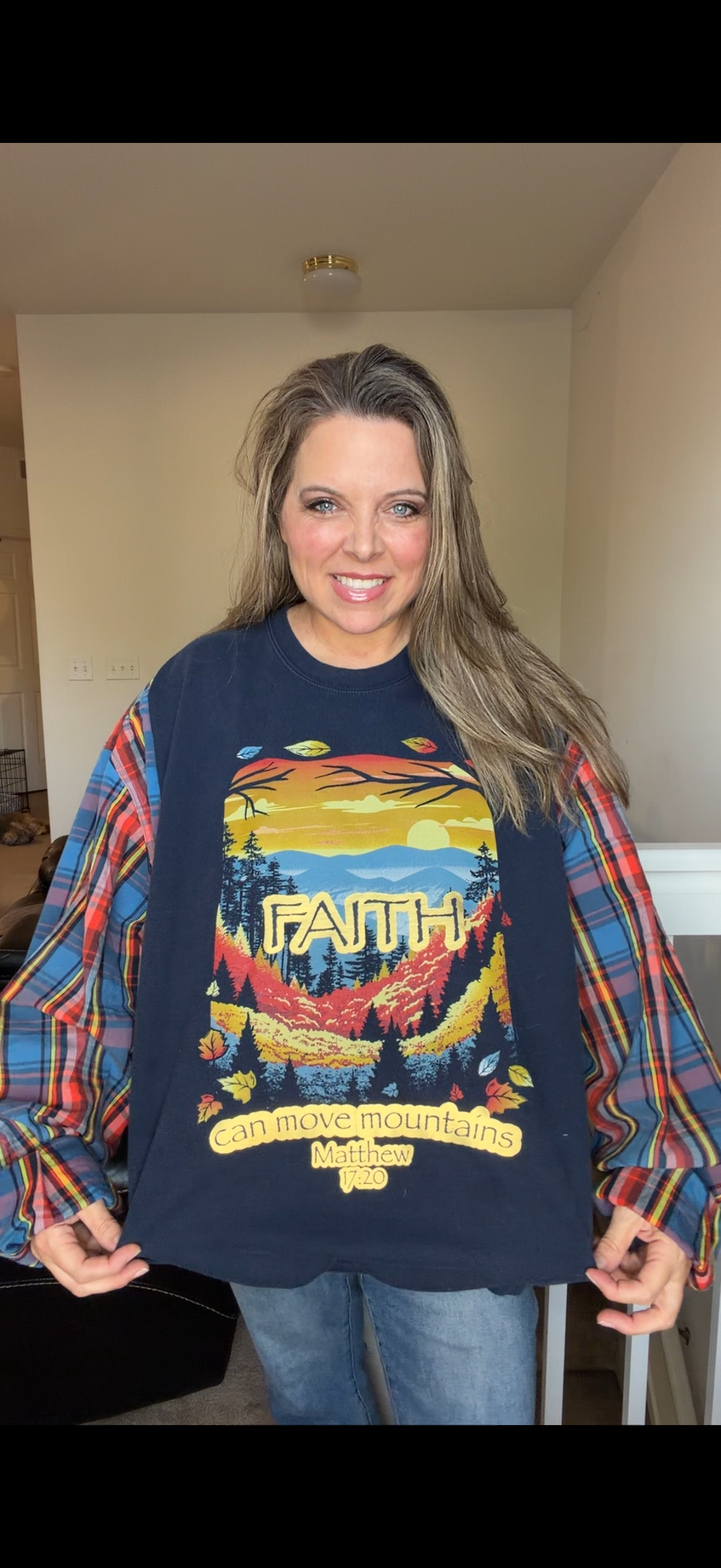 Upcycled Mountains - women's 3X midweight Sweatshirt with cotton sleeves