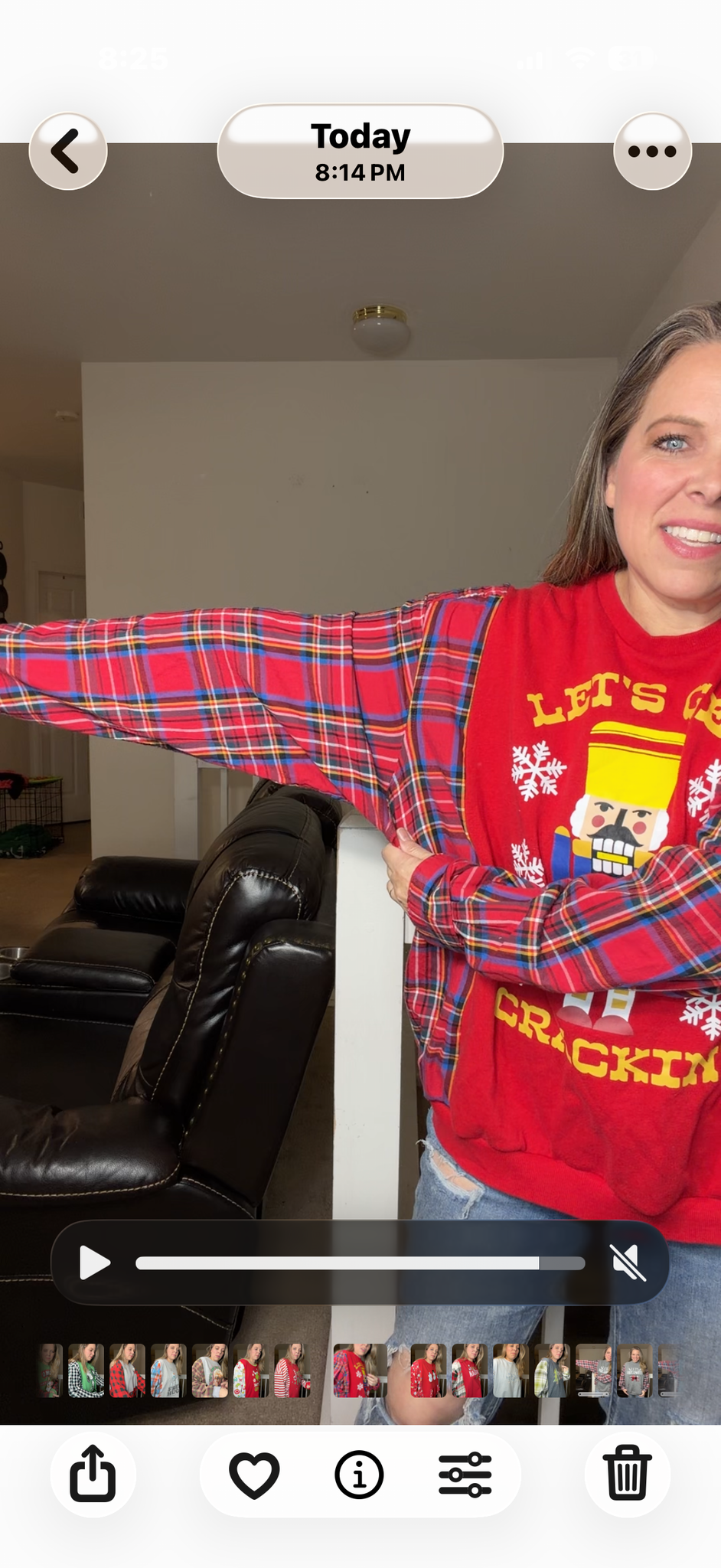 Upcycled nutcracker – women's 2X midweight sweatshirt with flannel sleeves