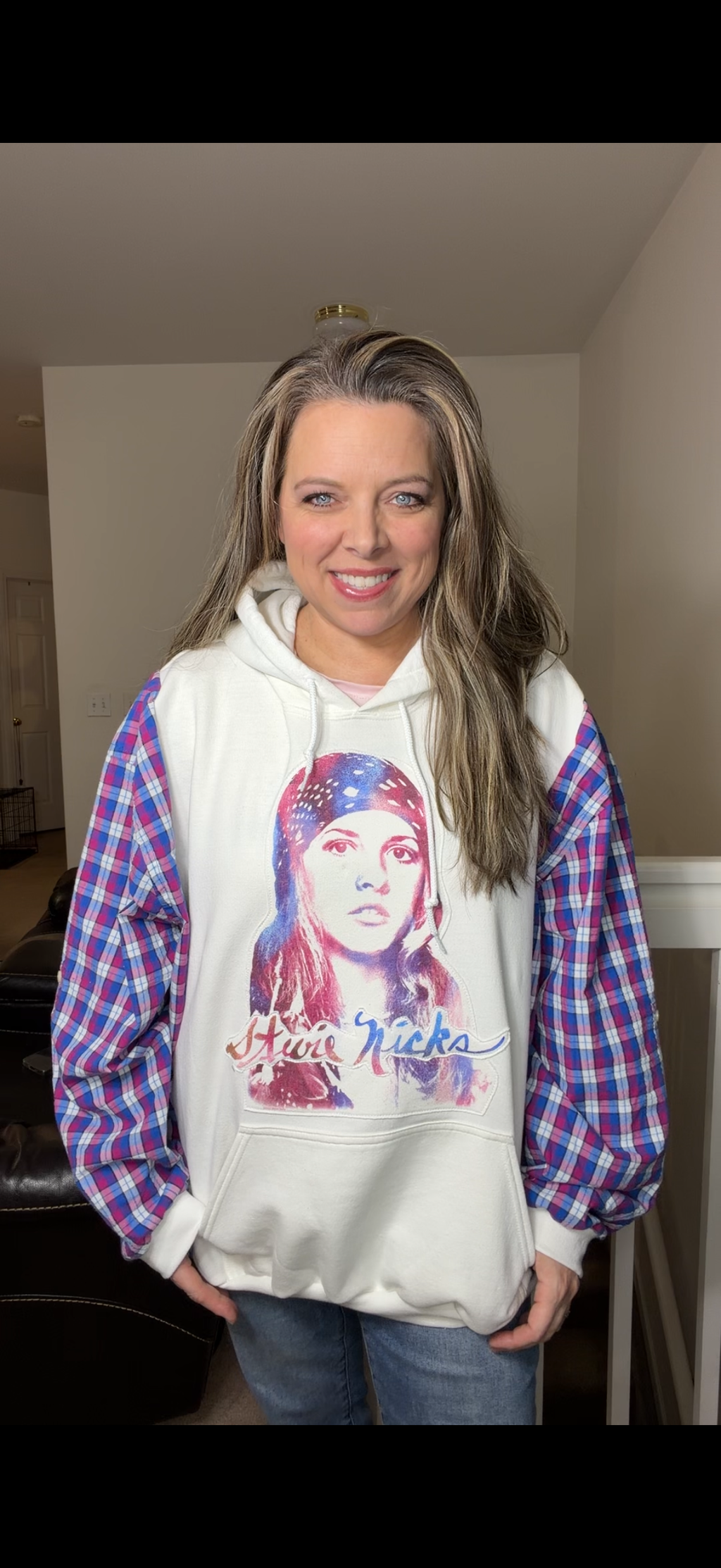 Upcycled Stevie Nicks - women's 3X – midweight sweatshirt with cotton sleeves