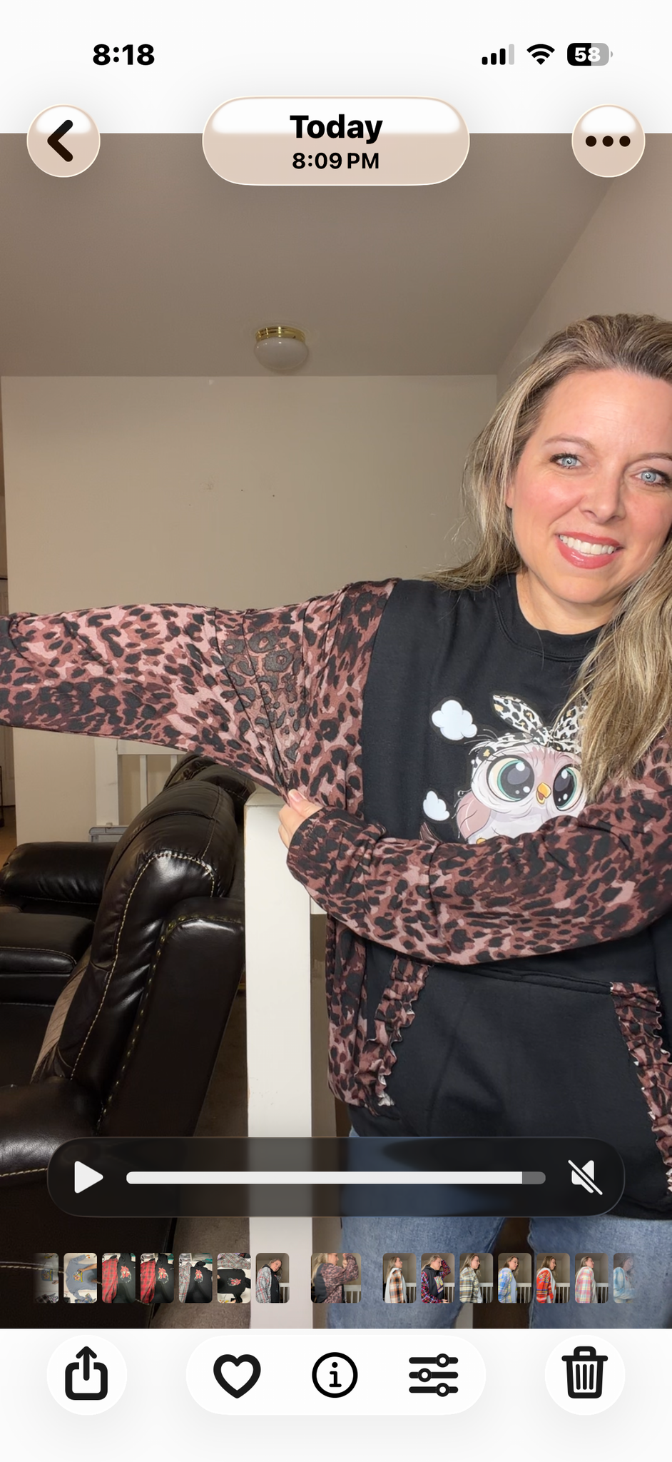 Upcycled Owl - women's 1X/2X midweight sweatshirt with stretch sleeves