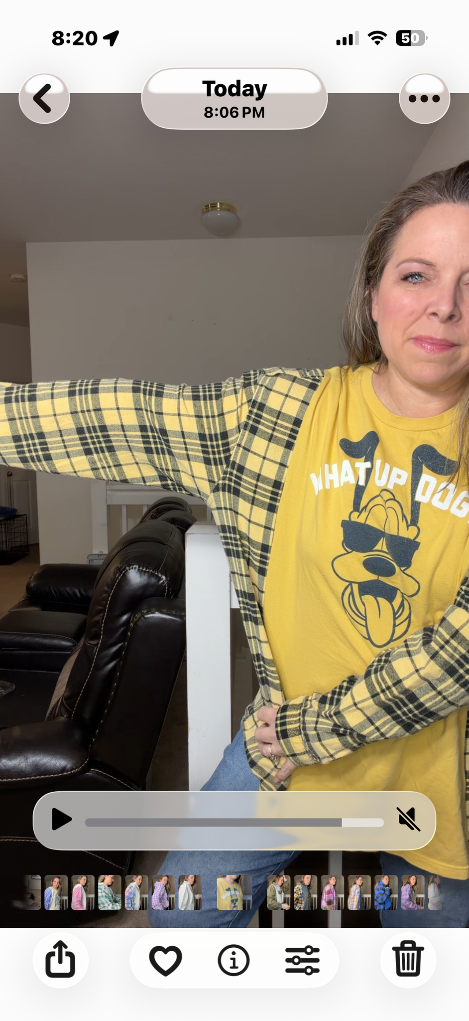 Upcycled What Up - women's XL T-shirt with flannel sleeves