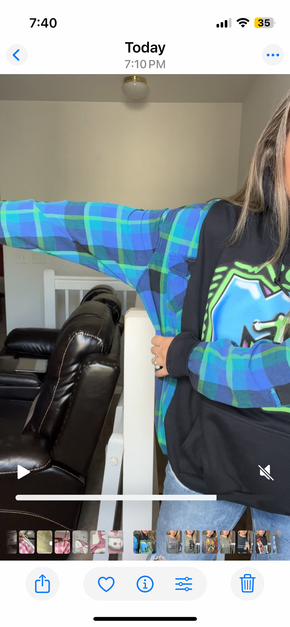 Upcycled MTV aqua – women’s 2X/3X midweight sweatshirt with cotton sleeves