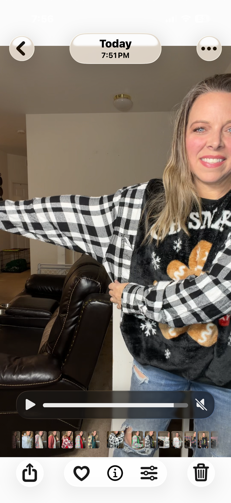 Upcycled Oh Snap – women's XL/one X fuzzy sweatshirt with flannel sleeves