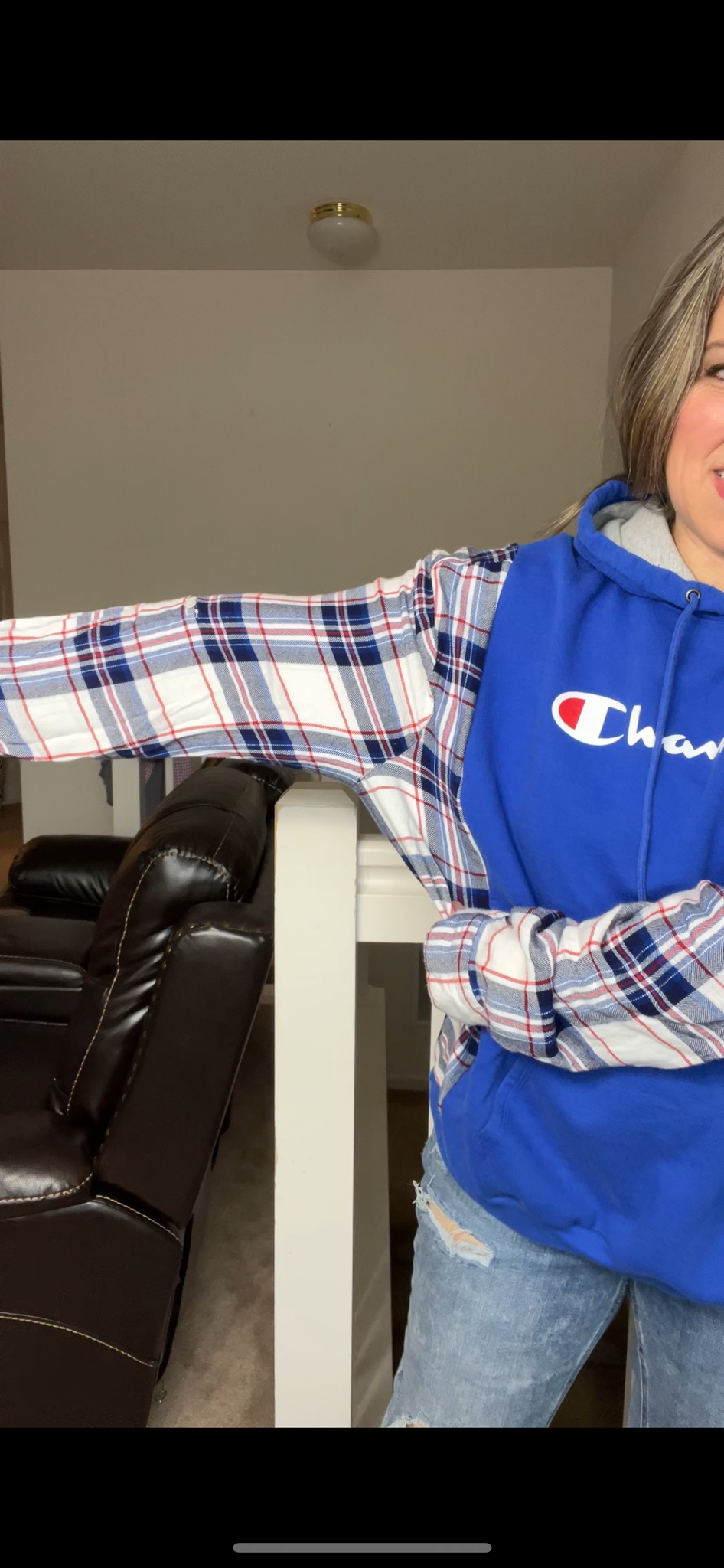Upcycled Champion – woman 2X midweight sweatshirt with thin flannel sleeves