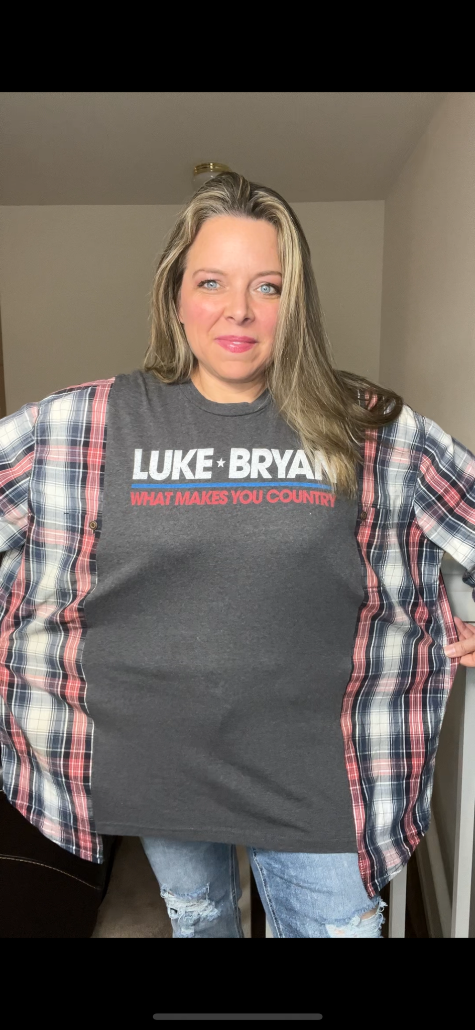 Upcycled Luke Bryan – women’s 3X T-shirt with cotton sleeves￼