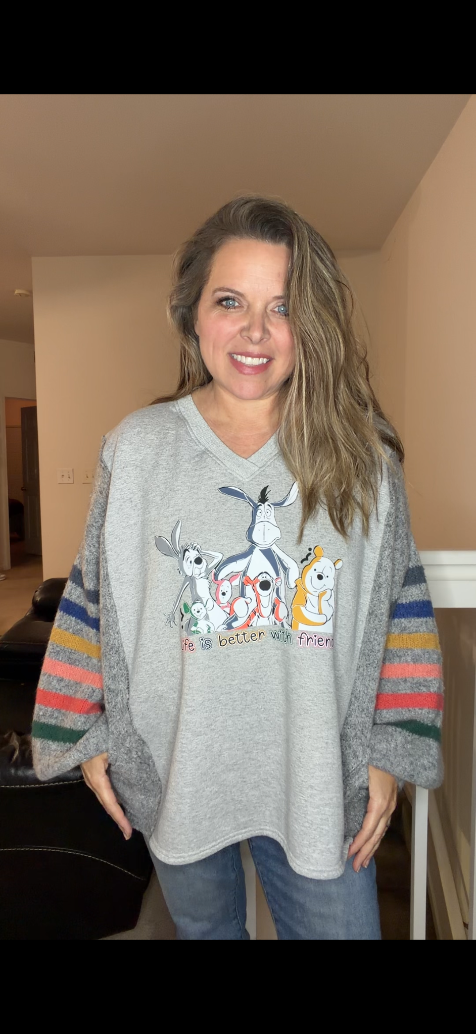 Pooh Friends - women's 2X midweight sweatshirt with soft sweater sleeves ￼