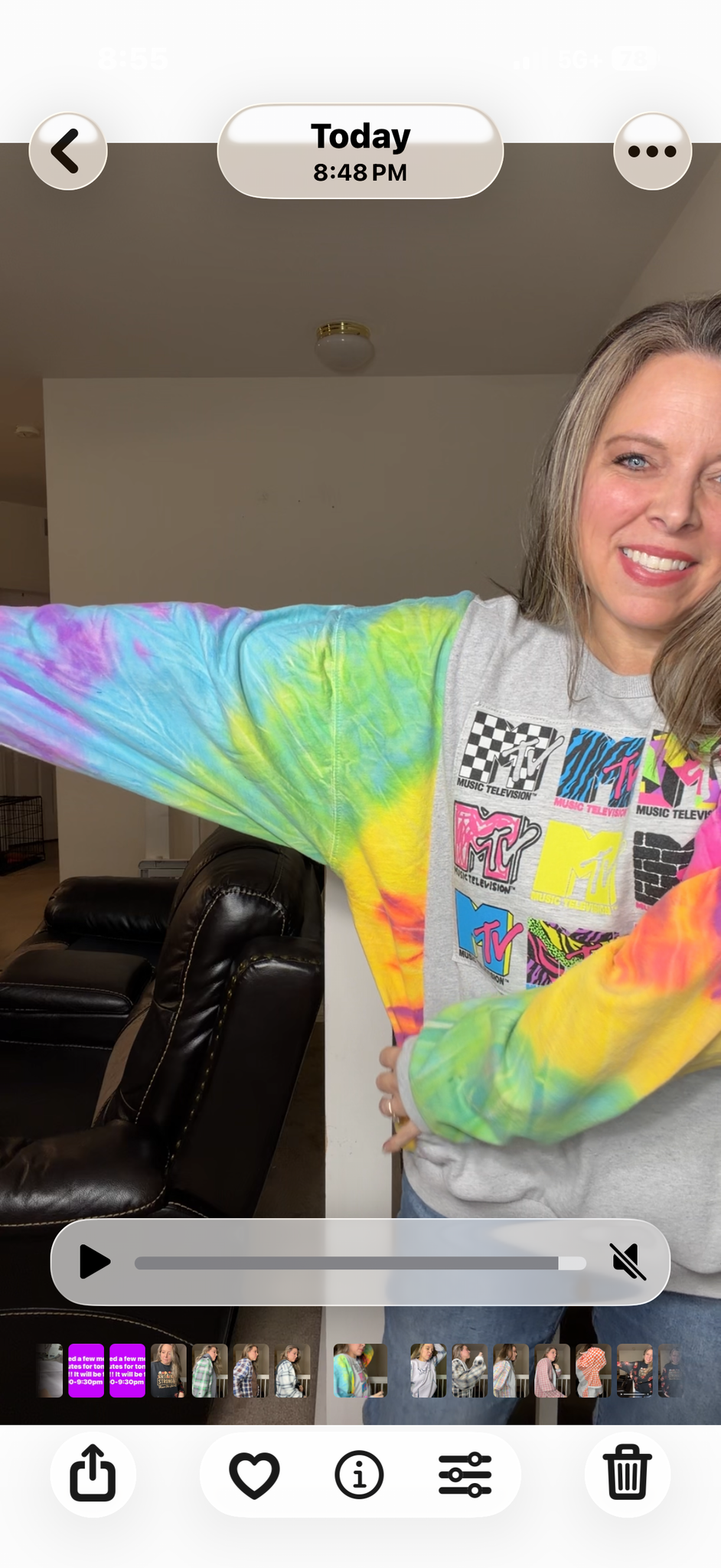 Upcycled MTV - women's XL midweight sweatshirt with sweatshirt sleeves