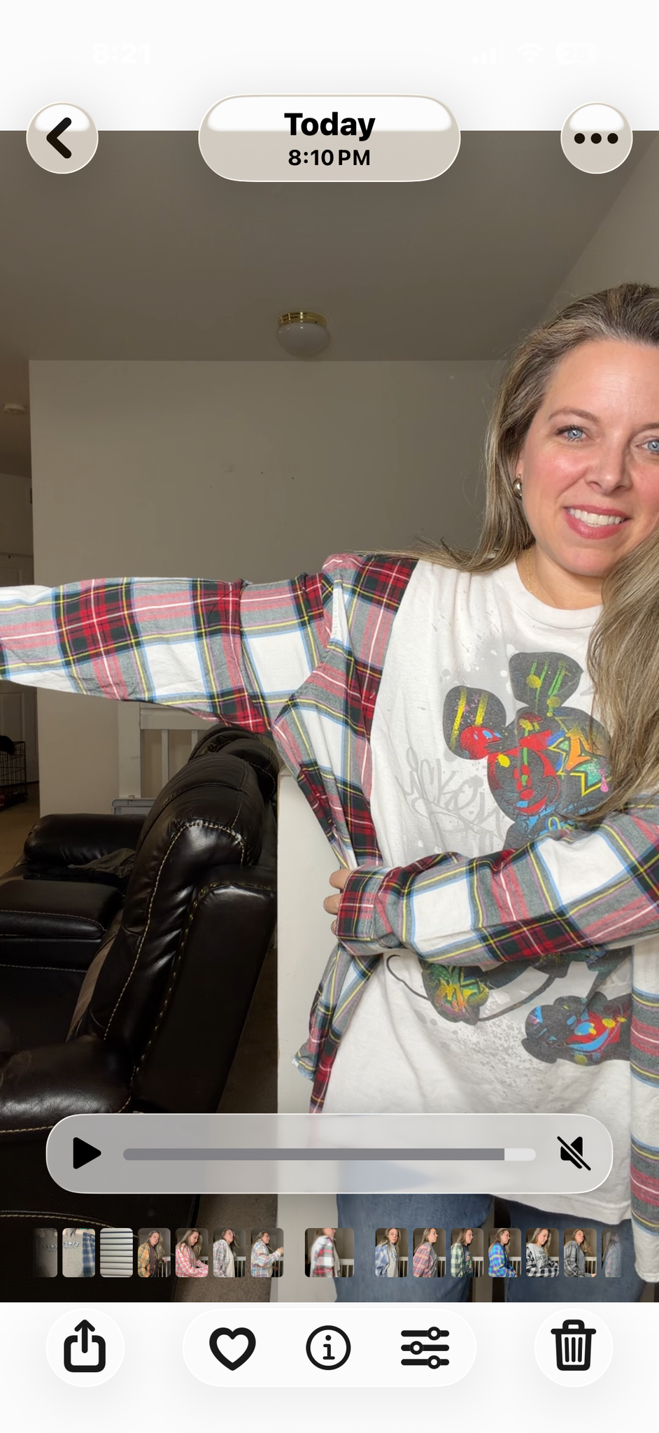 Upcycled Graffiti Mickey – women's 2X/3X T-shirt with flannel sleeves