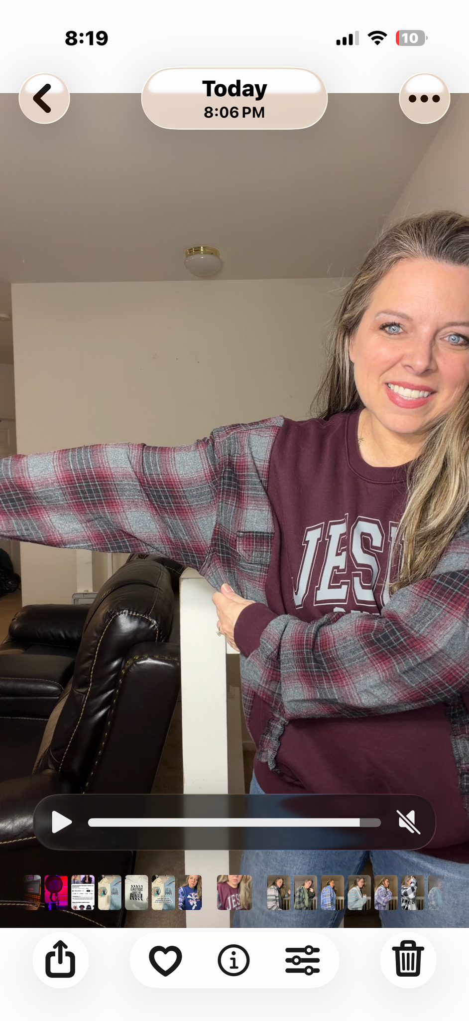 Upcycled Jesus Saves - women's medium/large midweight sweatshirt with flannel sleeves