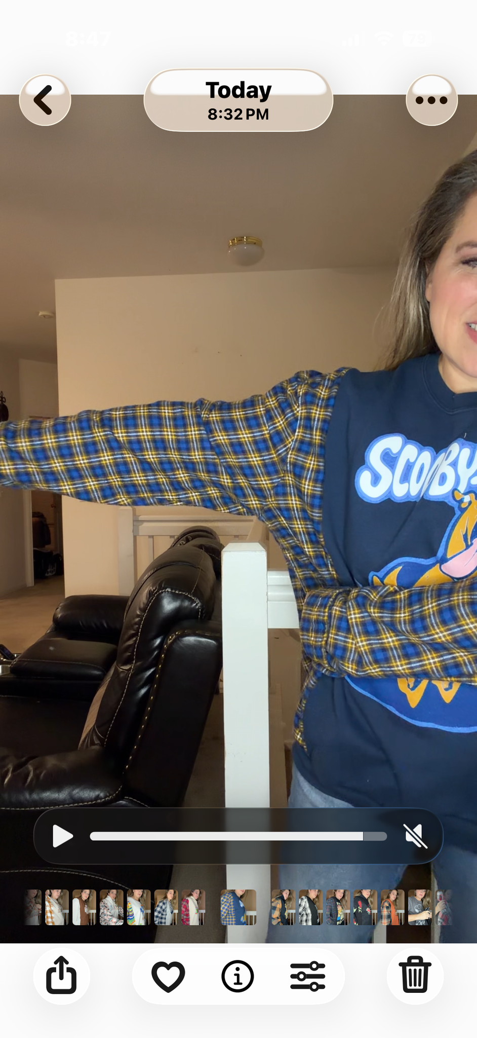 Upcycled Scooby - women's 2X midweight sweatshirt with flannel sleeves