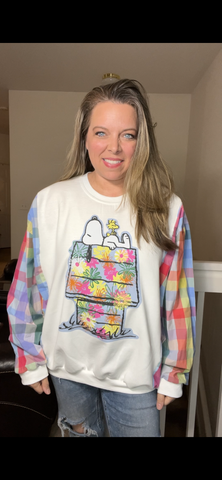 Upcycled Snoopy – women’s 2X midweight sweatshirt with cotton sleeves