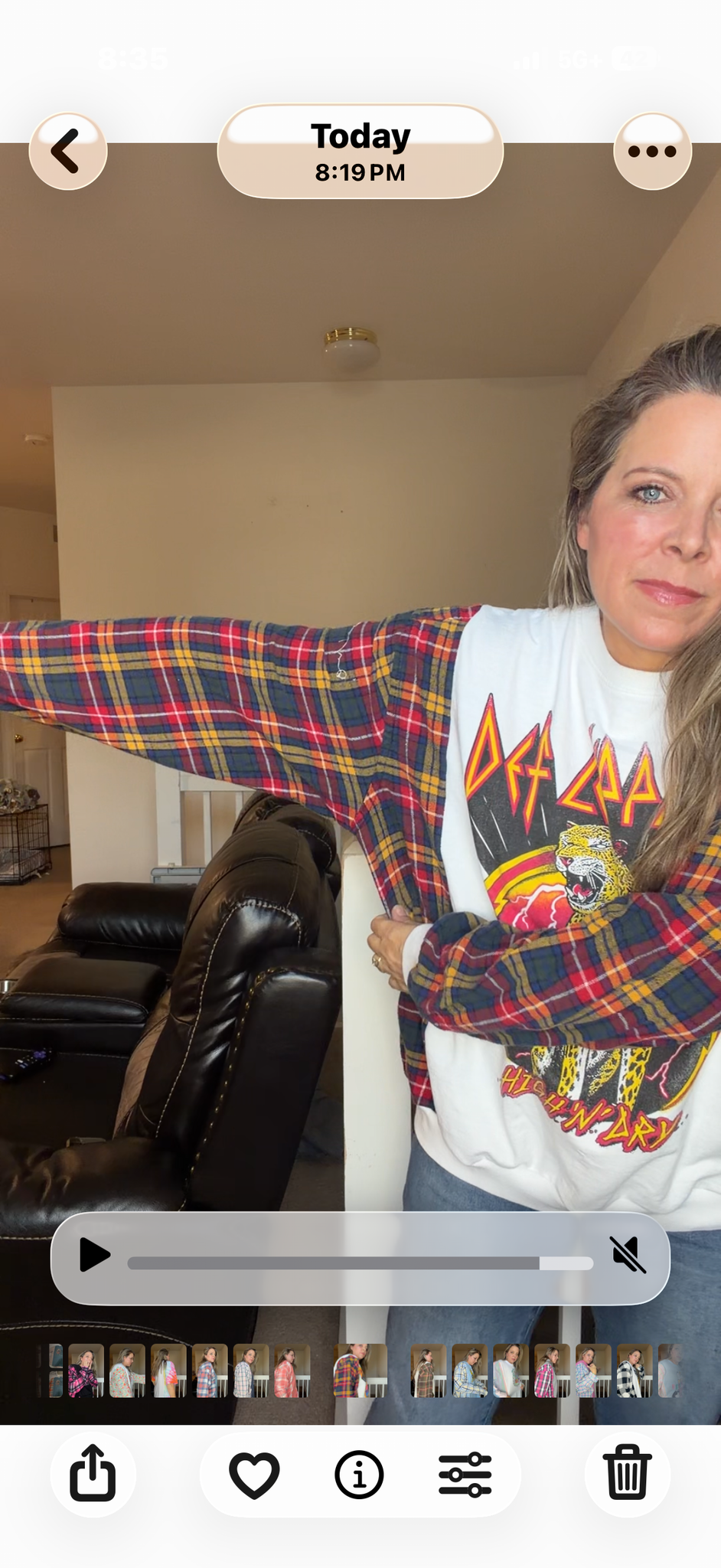 Upcycled Def Leppard - women's medium/large midweight sweatshirt with flannel sleeves
