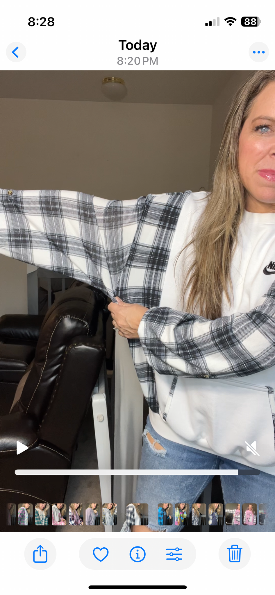 Upcycled Nike white – women’s large/XL midweight sweatshirt with stretchy sleeves