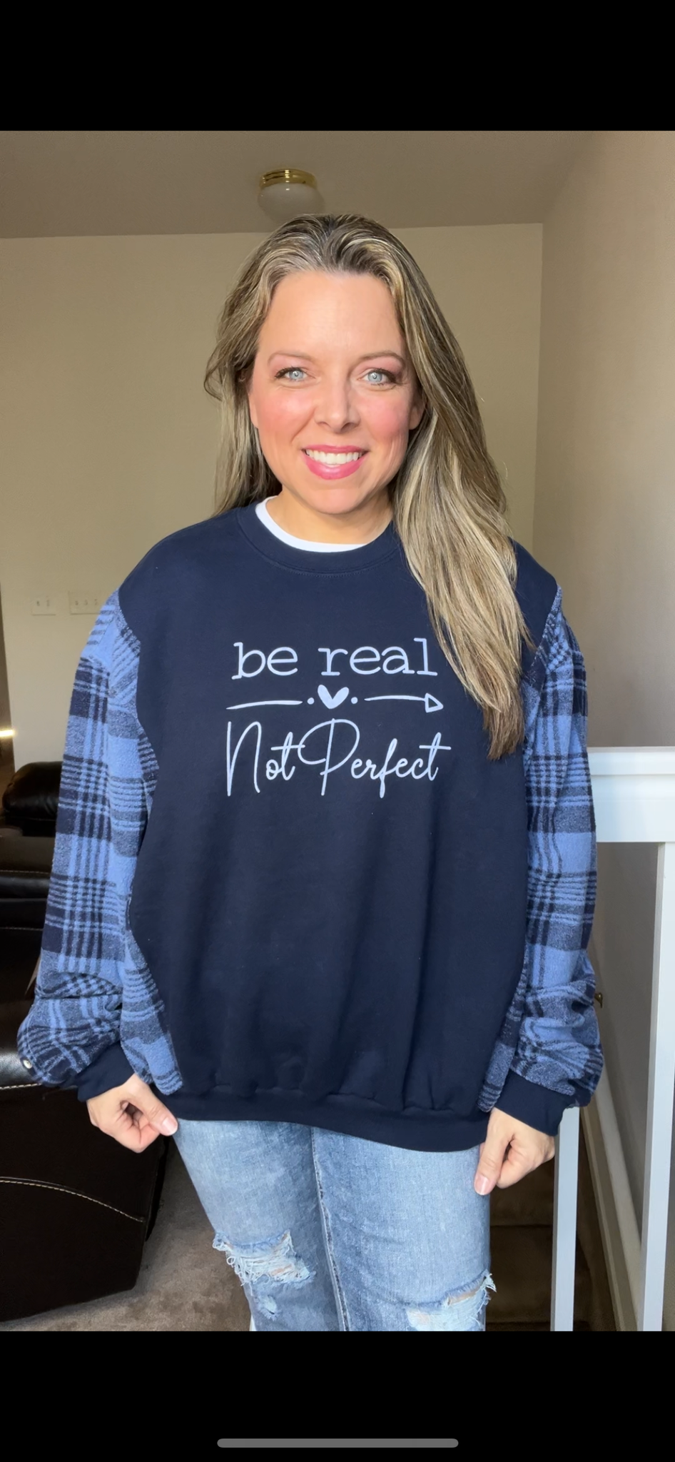 Upcycled Not Perfect – woman’s L/XL midweight sweatshirt with stretch fleece sleeves￼