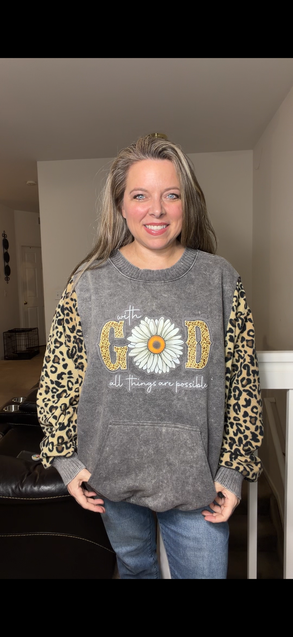 Upcycled God - women's 2X midweight sweatshirt with stretch fleece sleeves