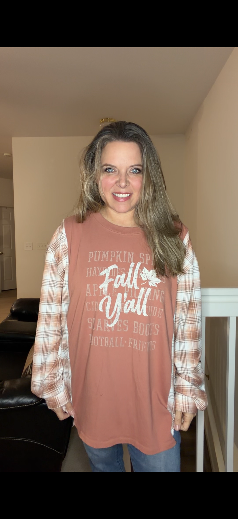 Upcycled Fall Y'all - women's 2X T-shirt with stretch sleeves