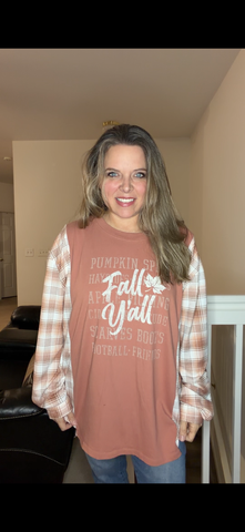 Upcycled Fall Y'all - women's 2X T-shirt with stretch sleeves
