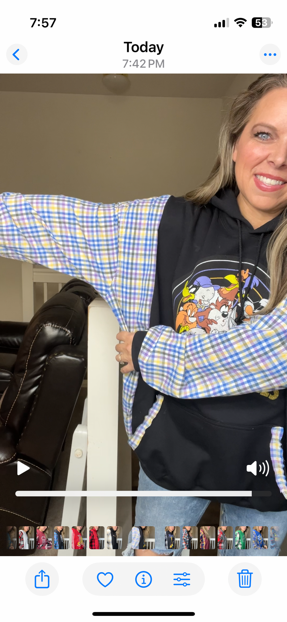 Upcycled Looney Tunes- womans 4X midweight sweatshirt with cotton sleeves