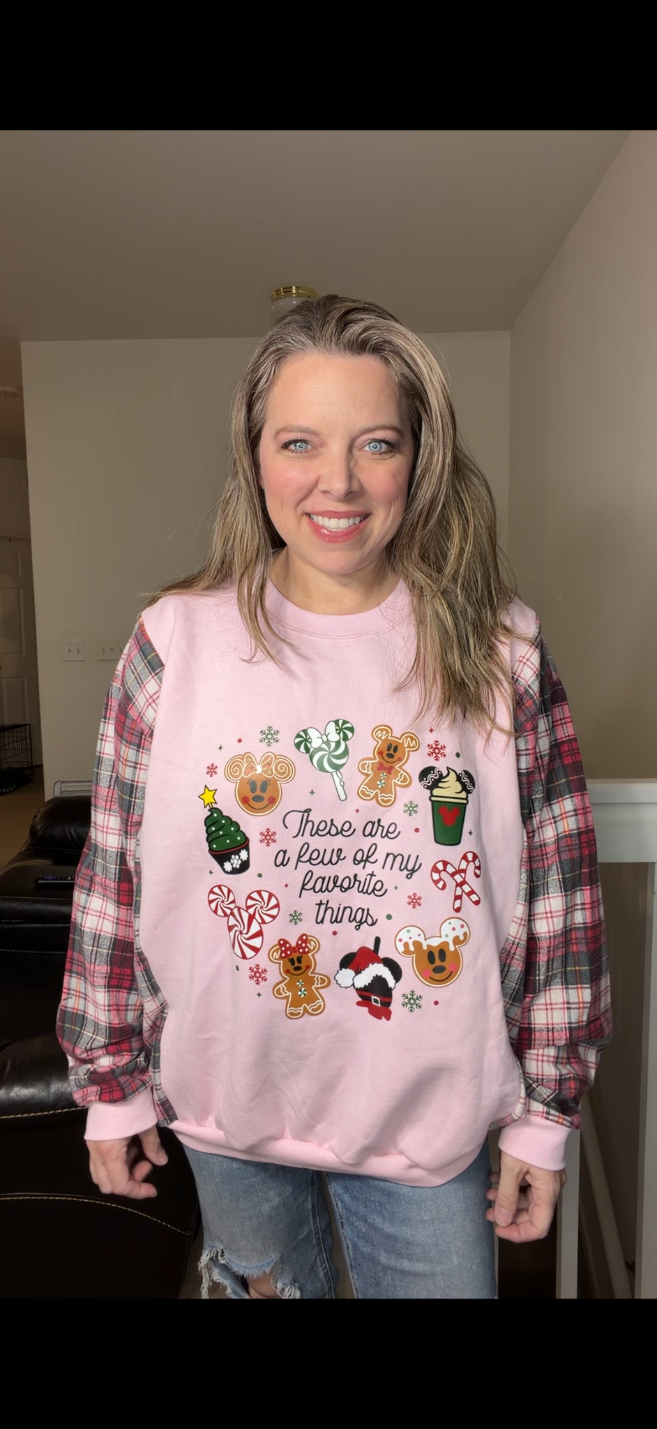 Upcycled favorite things – women's 2X midweight sweatshirt with flannel sleeves