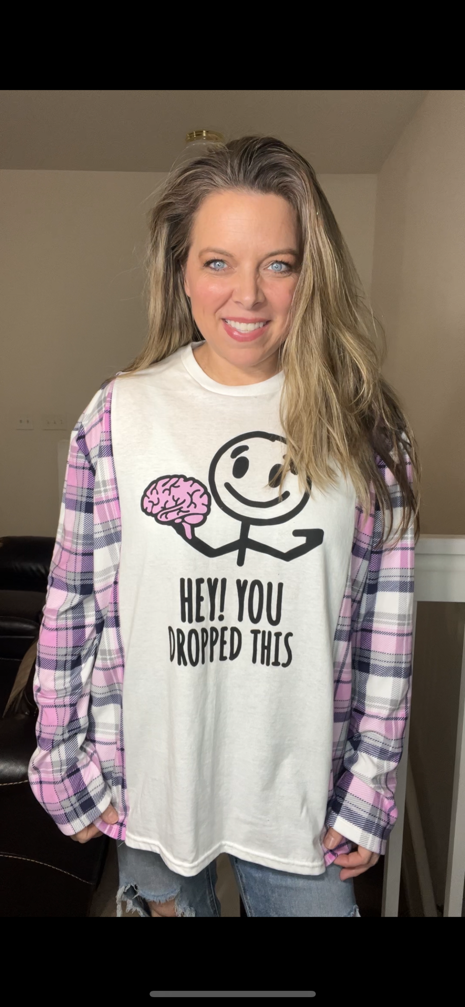 Upcycled Brain – women’s XL T-shirt with stretchy sleeves