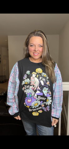 Upcycled Not Princess - women's 2X T-shirt with cotton sleeves