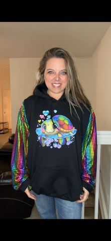 Upcycled Turtle - women's 3X/4X midweight sweatshirt with stretch sleeves ￼