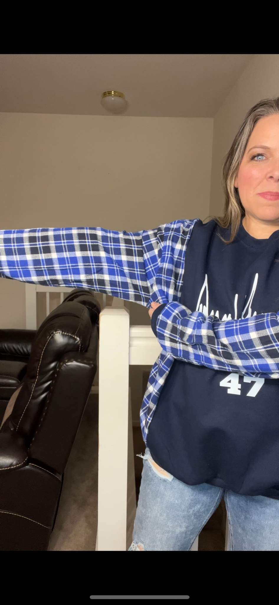 Upcycled Signature – women’s 2X – midweight sweatshirt with flannel sleeves