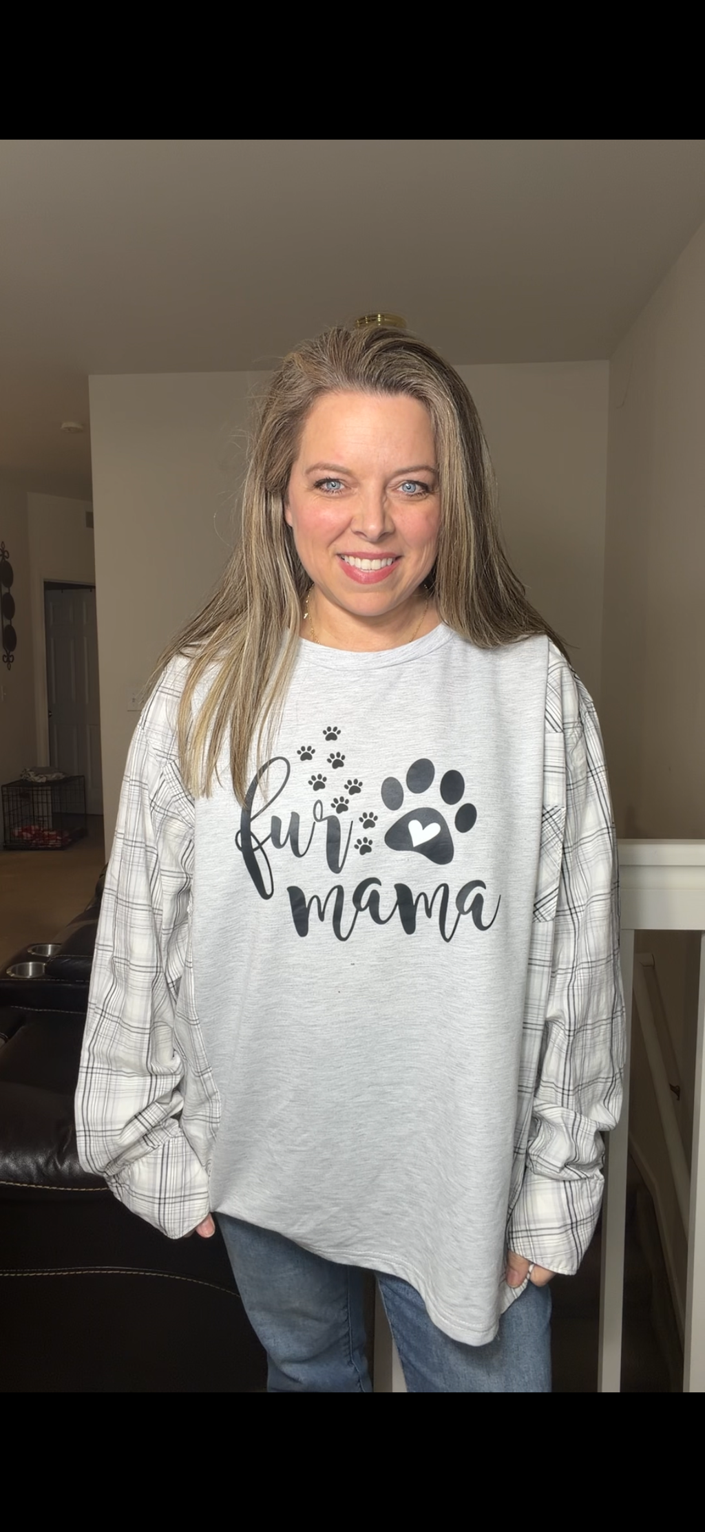 Upcycled Fur Mama - women's XL/1X T-shirt with cotton sleeves
