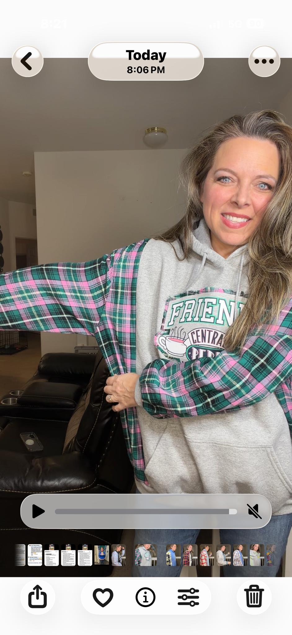 Upcycled Friends - women's 2X midweight sweatshirt with thin flannel sleeves
