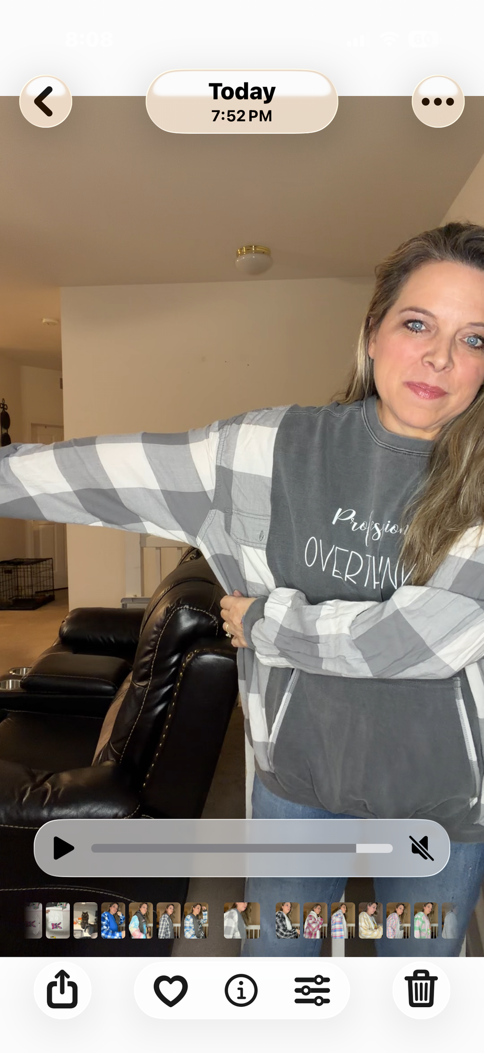 Upcycled Overthinker - women's XL midweight sweatshirt with thin flannel sleeves