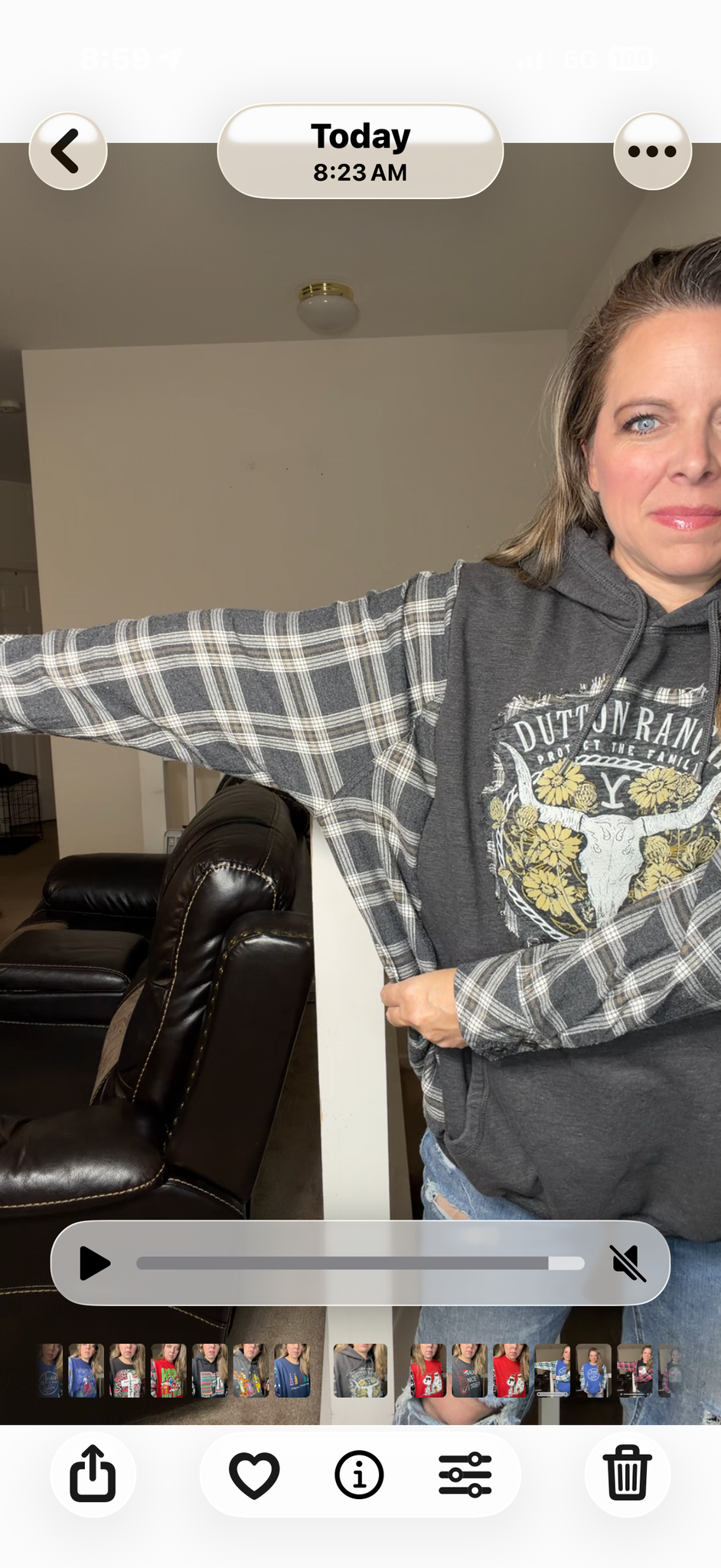Upcycled Dutton Ranch - women's 2X midweight sweatshirt with flannel sleeves