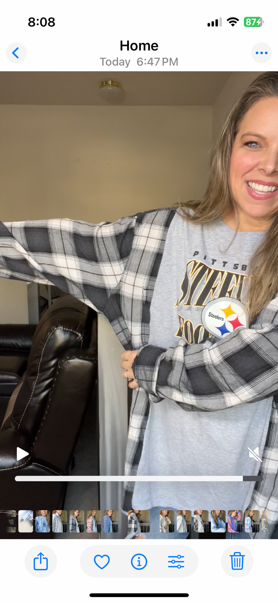 Upcycled Steelers – women’s 5X T-shirt with flannel sleeves