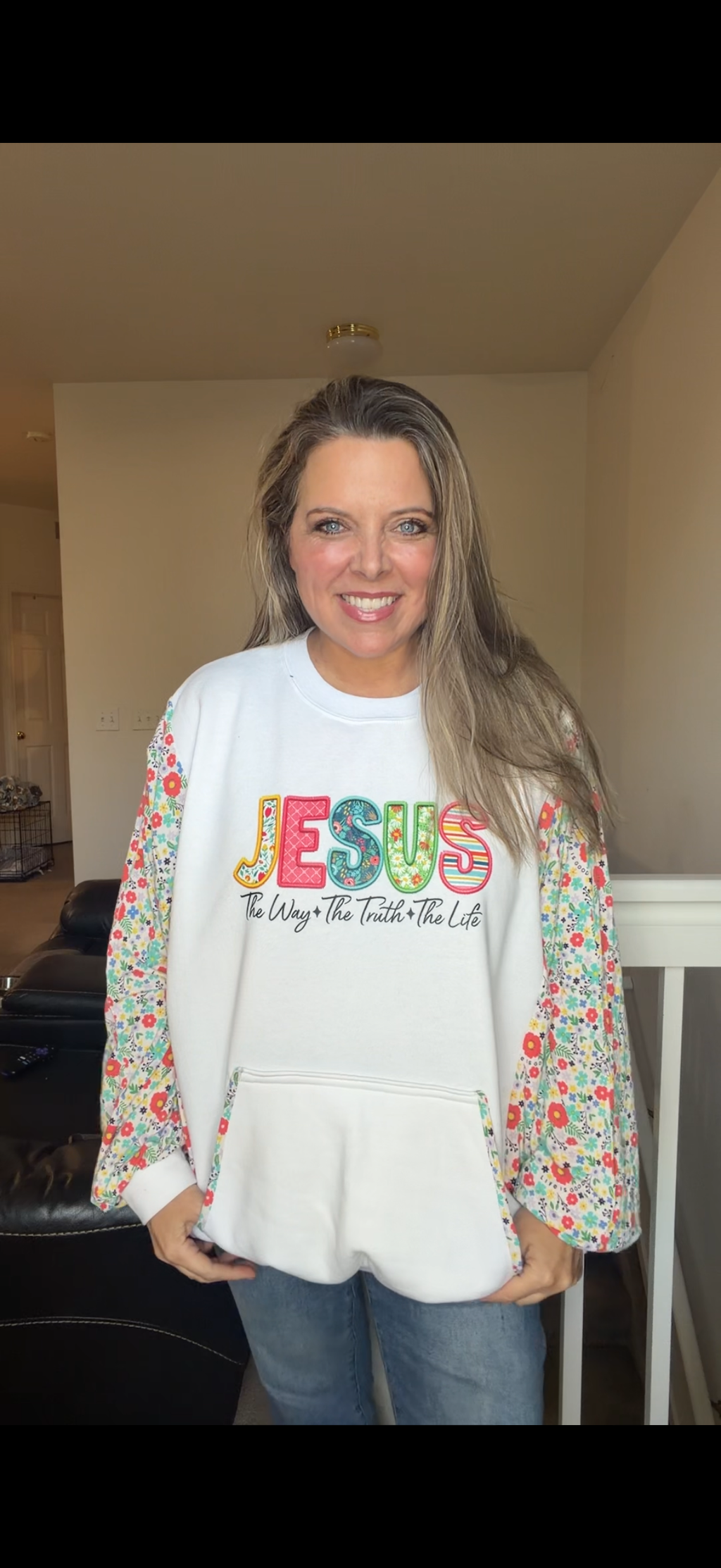 Upcycled Jesus - women's 3X/4X midweight Sweatshirt with stretch sleeves