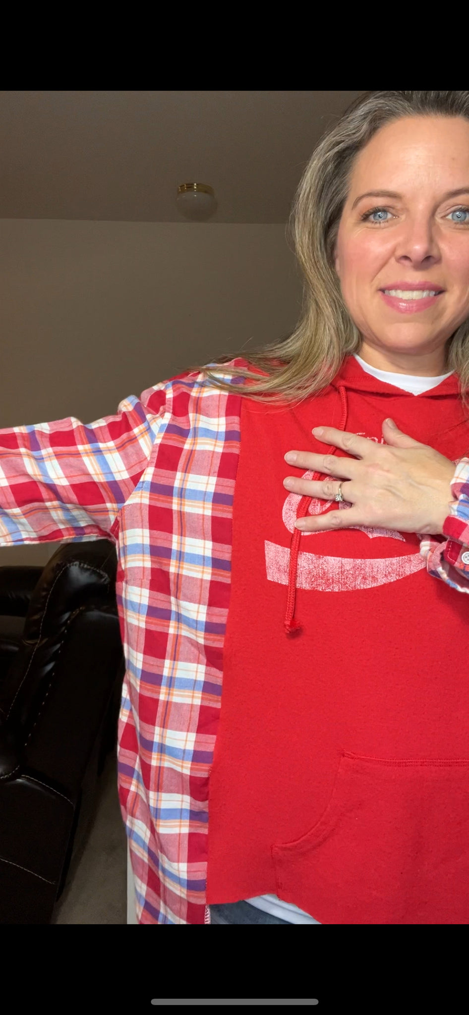 Coca Cola - woman’s LARGE - very thin sweatshirt with thin fitted, flannel sleeves - open bottom ￼