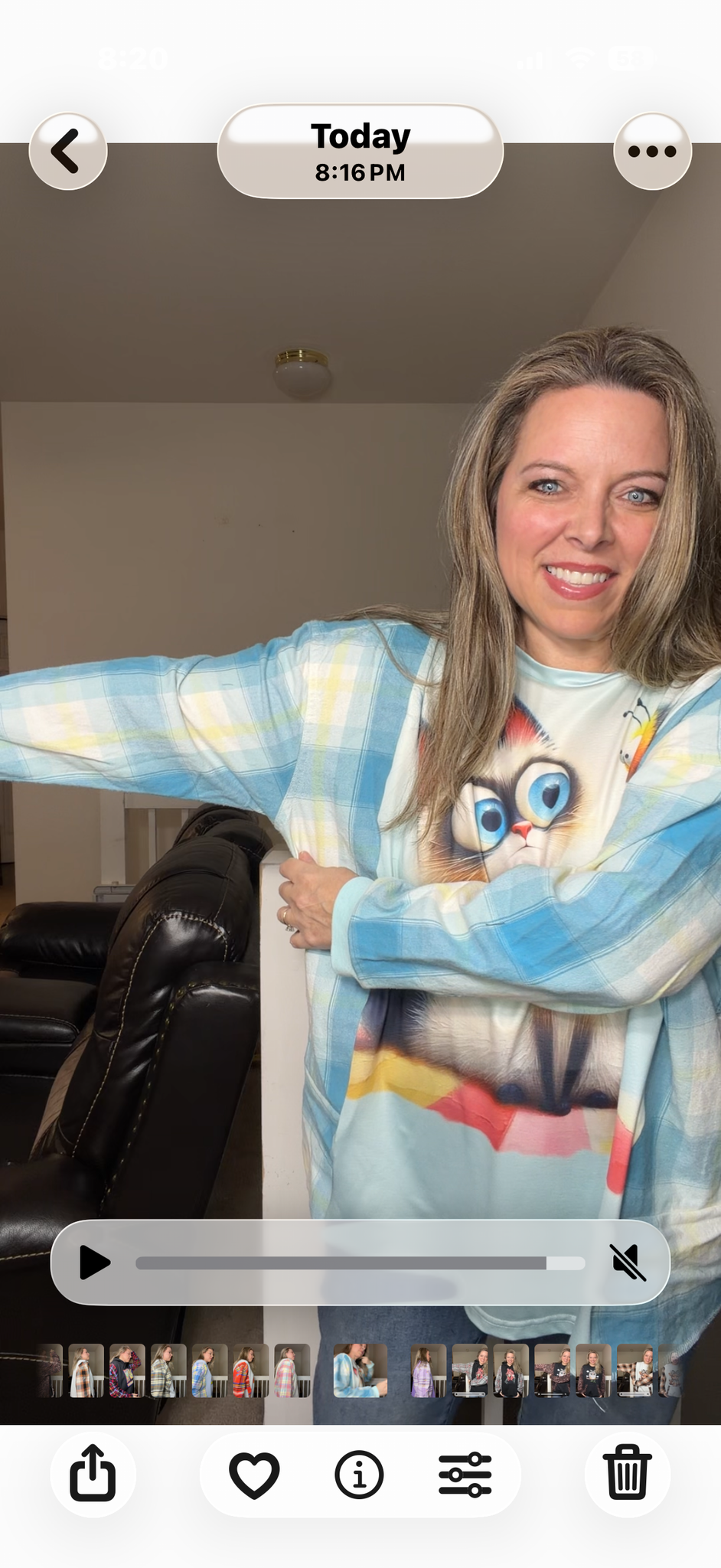 Upcycled Cat - women's XL dry fit T-shirt with flannel sleeves